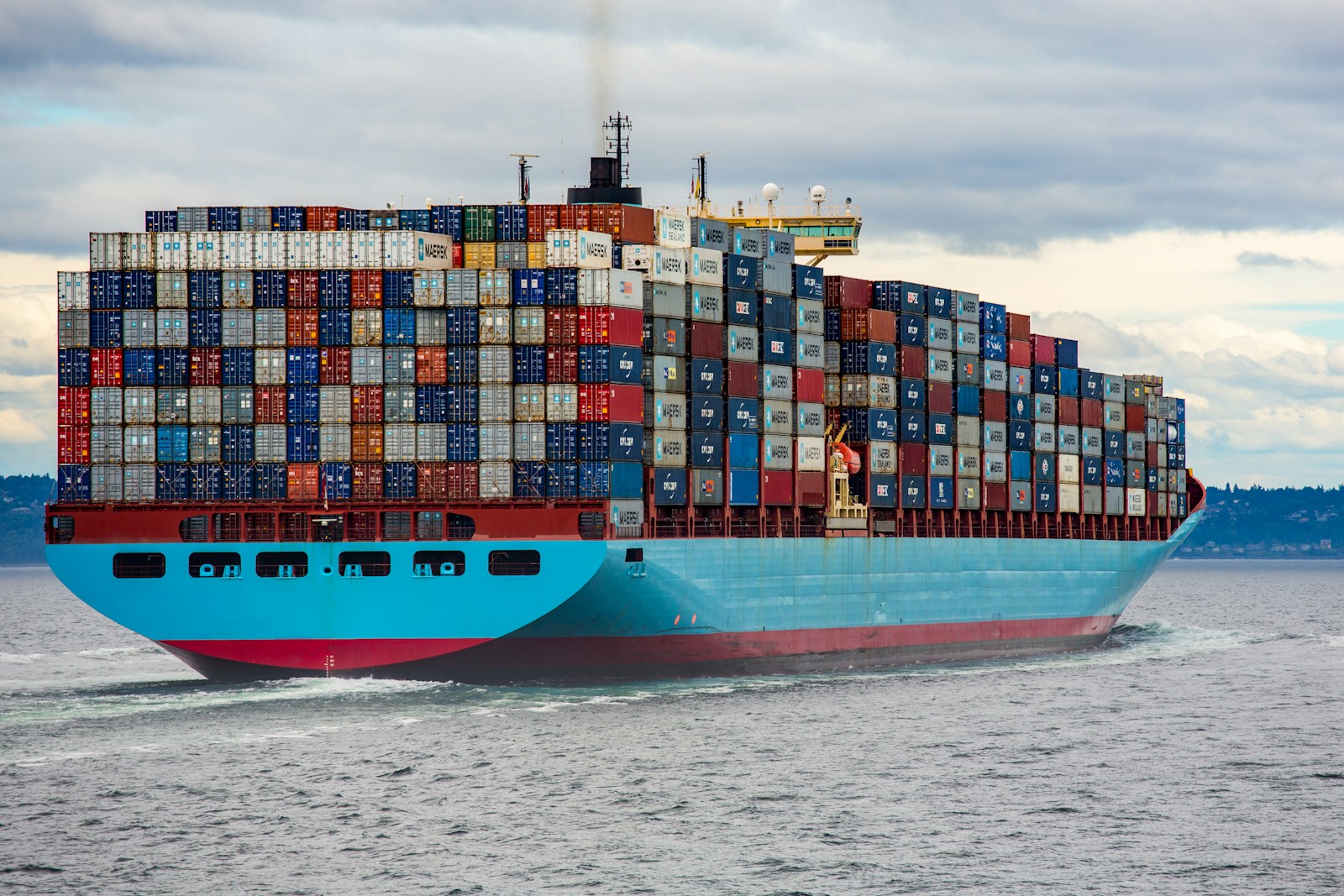 Container vessel at a shipping terminal